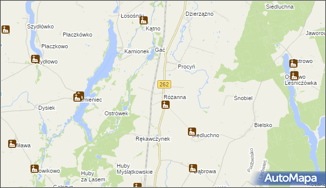 mapa Różanna gmina Orchowo, Różanna gmina Orchowo na mapie Targeo