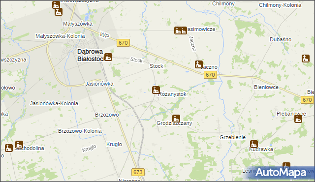 mapa Różanystok, Różanystok na mapie Targeo