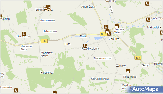 mapa Rożki-Kolonia, Rożki-Kolonia na mapie Targeo