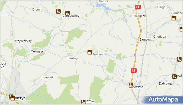 mapa Rożnów gmina Wołczyn, Rożnów gmina Wołczyn na mapie Targeo