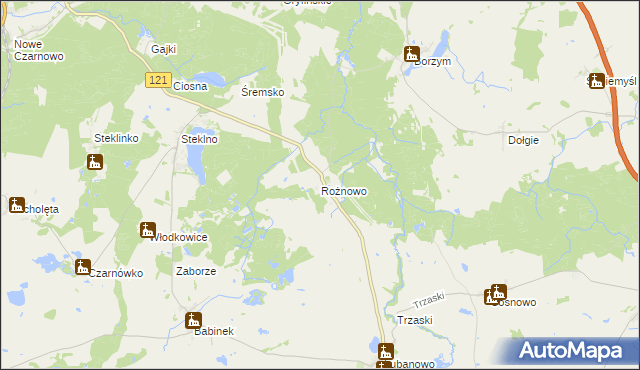 mapa Rożnowo gmina Banie, Rożnowo gmina Banie na mapie Targeo