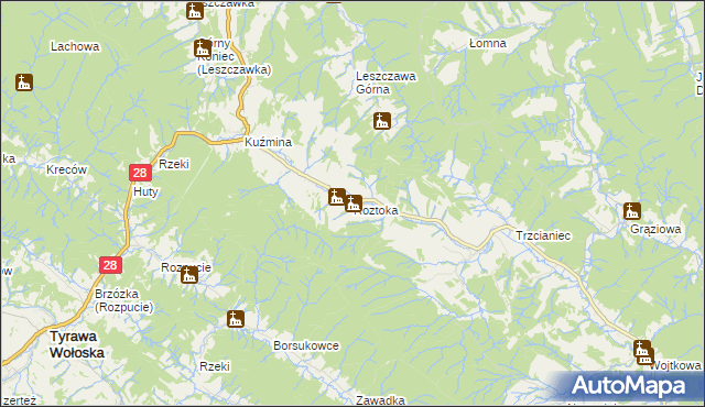 mapa Roztoka gmina Bircza, Roztoka gmina Bircza na mapie Targeo