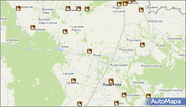 mapa Ruda gmina Ruda-Huta, Ruda gmina Ruda-Huta na mapie Targeo