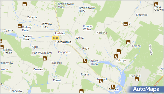 mapa Ruda gmina Serokomla, Ruda gmina Serokomla na mapie Targeo