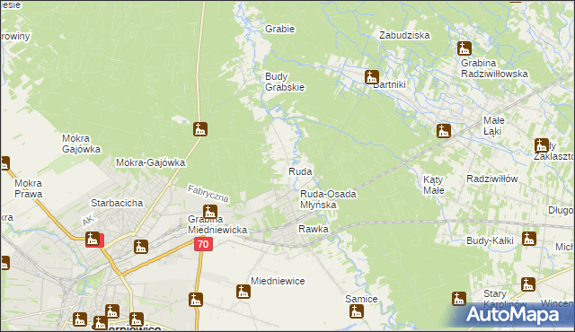 mapa Ruda gmina Skierniewice, Ruda gmina Skierniewice na mapie Targeo