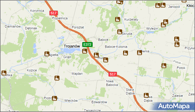 mapa Ruda gmina Trojanów, Ruda gmina Trojanów na mapie Targeo