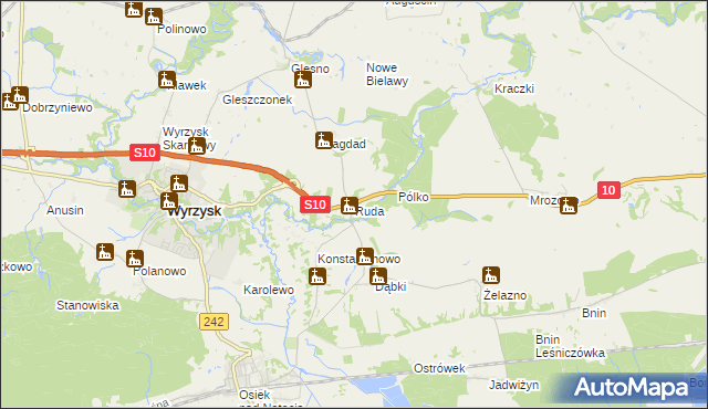 mapa Ruda gmina Wyrzysk, Ruda gmina Wyrzysk na mapie Targeo