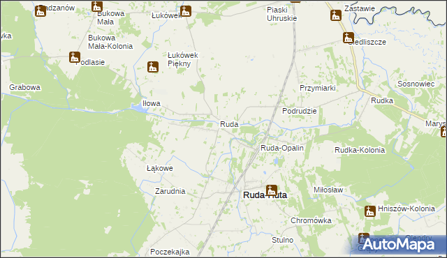 mapa Ruda-Kolonia gmina Ruda-Huta, Ruda-Kolonia gmina Ruda-Huta na mapie Targeo