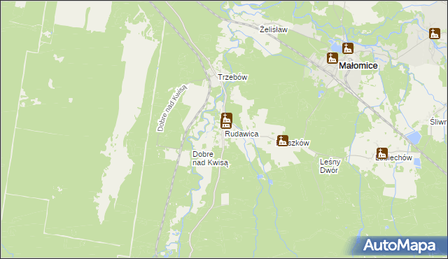 mapa Rudawica gmina Żagań, Rudawica gmina Żagań na mapie Targeo