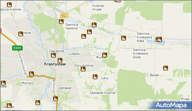 mapa Rudka gmina Siennica Różana, Rudka gmina Siennica Różana na mapie Targeo