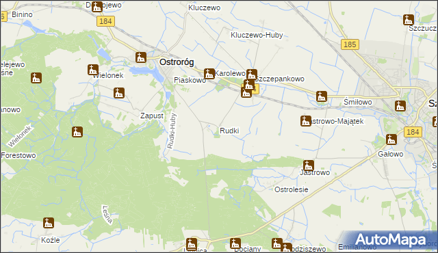 mapa Rudki gmina Ostroróg, Rudki gmina Ostroróg na mapie Targeo