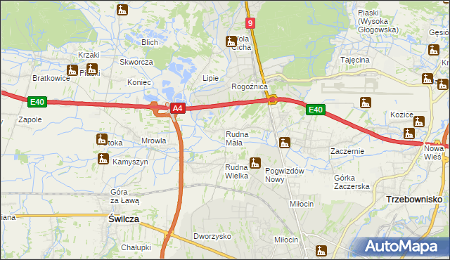 mapa Rudna Mała gmina Głogów Małopolski, Rudna Mała gmina Głogów Małopolski na mapie Targeo