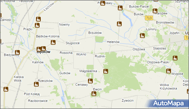 mapa Rudnik gmina Będków, Rudnik gmina Będków na mapie Targeo
