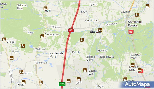 mapa Rudnik Mały gmina Starcza, Rudnik Mały gmina Starcza na mapie Targeo