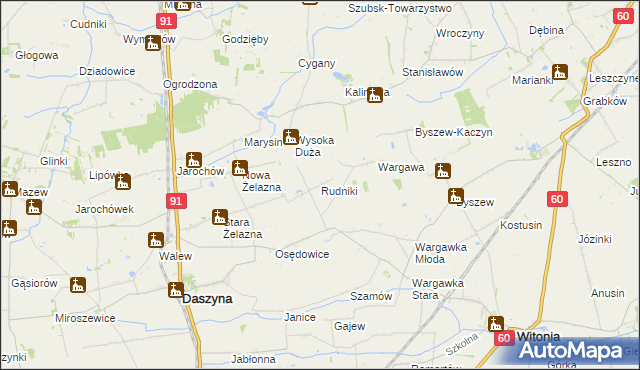 mapa Rudniki gmina Witonia, Rudniki gmina Witonia na mapie Targeo