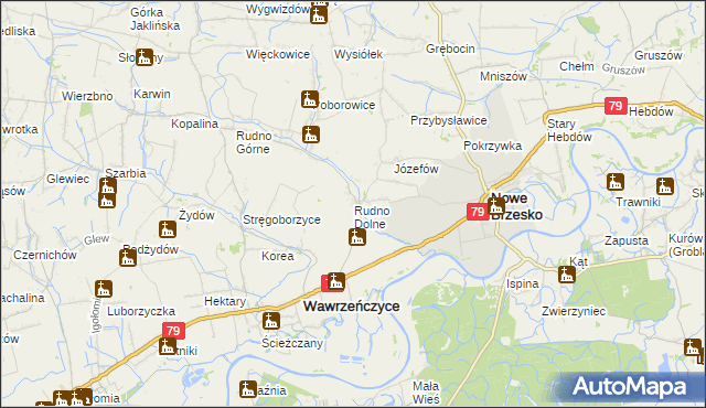 mapa Rudno Dolne, Rudno Dolne na mapie Targeo