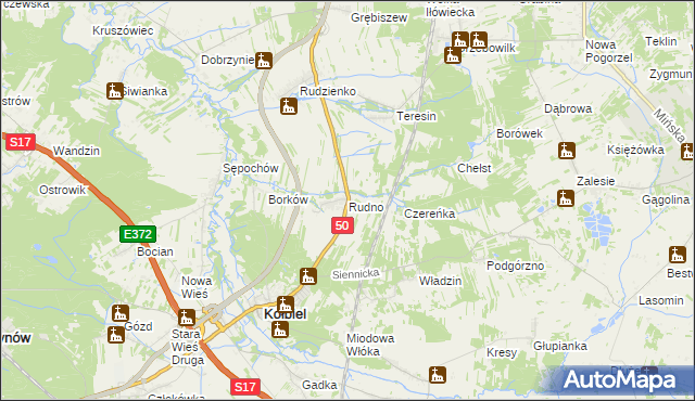 mapa Rudno gmina Kołbiel, Rudno gmina Kołbiel na mapie Targeo