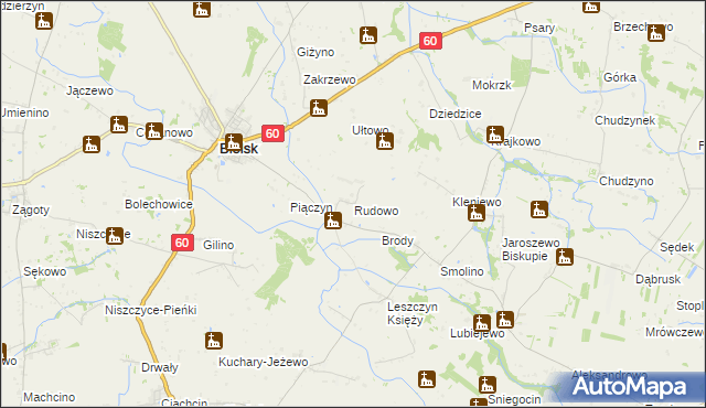 mapa Rudowo gmina Bielsk, Rudowo gmina Bielsk na mapie Targeo
