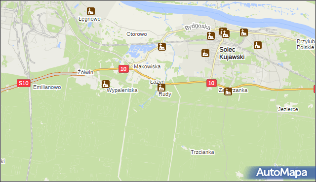 mapa Rudy gmina Solec Kujawski, Rudy gmina Solec Kujawski na mapie Targeo