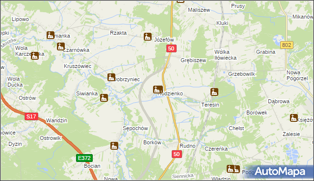 mapa Rudzienko gmina Kołbiel, Rudzienko gmina Kołbiel na mapie Targeo