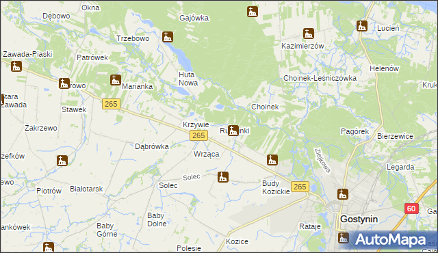 mapa Rumunki gmina Gostynin, Rumunki gmina Gostynin na mapie Targeo