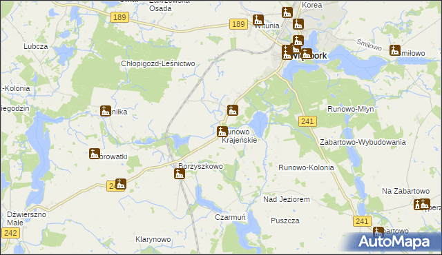 mapa Runowo Krajeńskie, Runowo Krajeńskie na mapie Targeo
