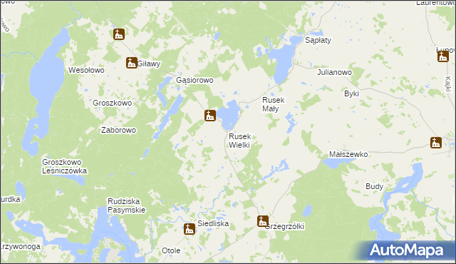 mapa Rusek Wielki, Rusek Wielki na mapie Targeo