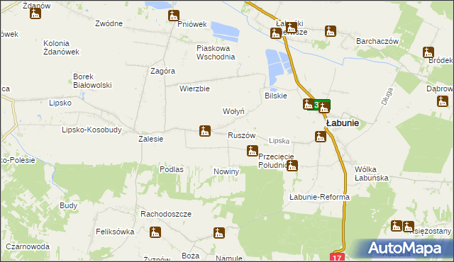 mapa Ruszów gmina Łabunie, Ruszów gmina Łabunie na mapie Targeo