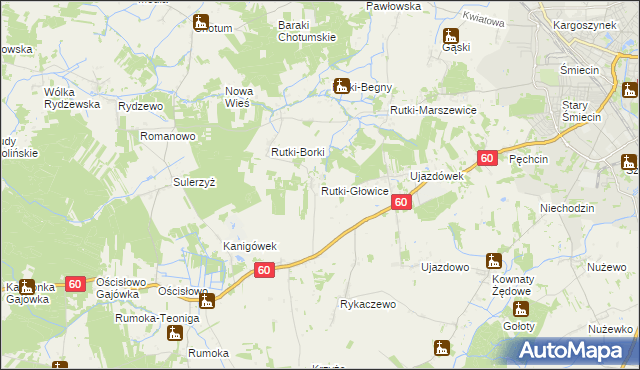 mapa Rutki-Głowice, Rutki-Głowice na mapie Targeo