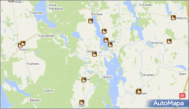 mapa Rutkowo gmina Piecki, Rutkowo gmina Piecki na mapie Targeo