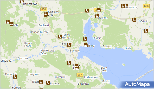 mapa Rybaki gmina Michałowo, Rybaki gmina Michałowo na mapie Targeo