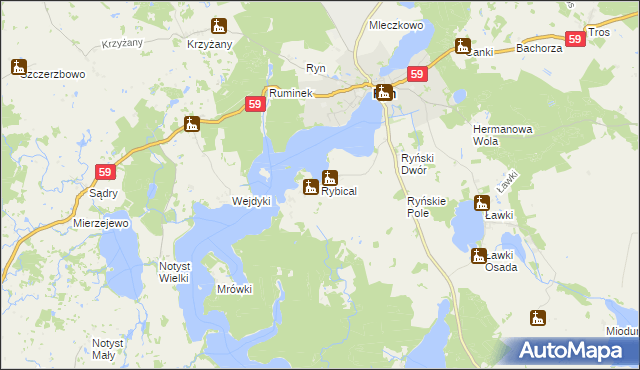 mapa Rybical, Rybical na mapie Targeo