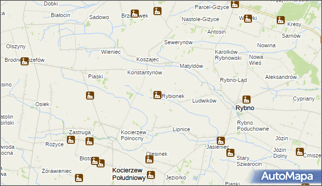 mapa Rybionek, Rybionek na mapie Targeo