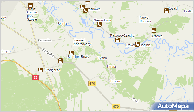 mapa Rybno gmina Łomża, Rybno gmina Łomża na mapie Targeo