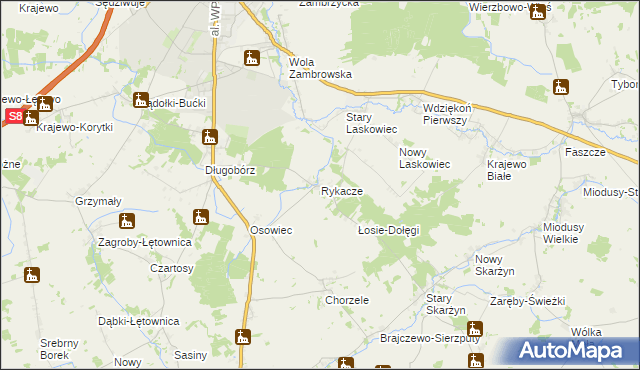 mapa Rykacze, Rykacze na mapie Targeo
