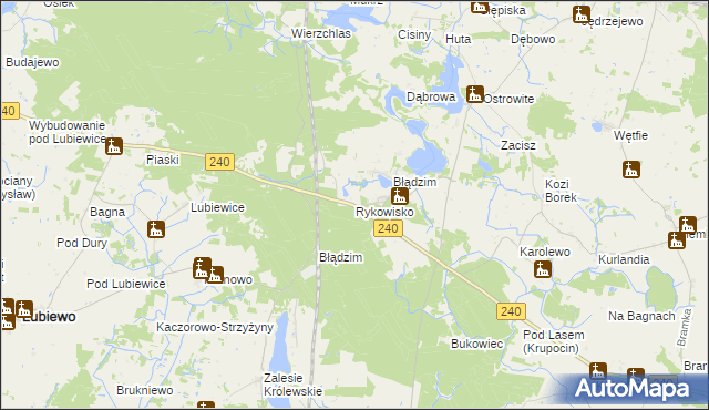 mapa Rykowisko, Rykowisko na mapie Targeo