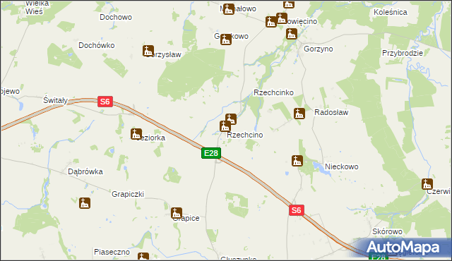 mapa Rzechcino, Rzechcino na mapie Targeo