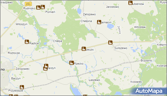 mapa Rzeczki gmina Choszczno, Rzeczki gmina Choszczno na mapie Targeo