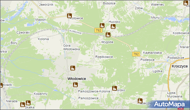 mapa Rzędkowice, Rzędkowice na mapie Targeo