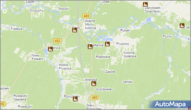 mapa Rzędowie, Rzędowie na mapie Targeo