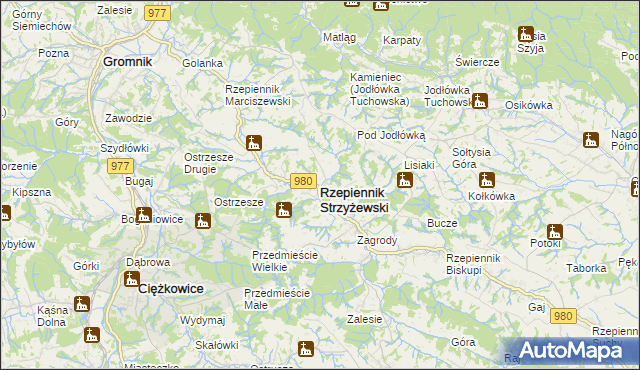 mapa Rzepiennik Strzyżewski, Rzepiennik Strzyżewski na mapie Targeo