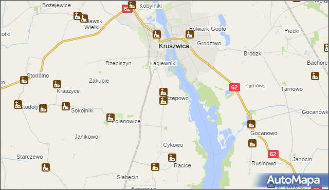 mapa Rzepowo gmina Kruszwica, Rzepowo gmina Kruszwica na mapie Targeo