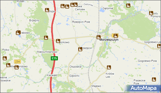 mapa Rzeżęcin, Rzeżęcin na mapie Targeo