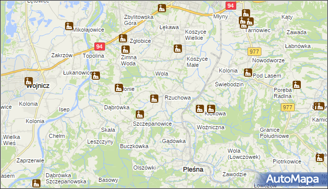 mapa Rzuchowa, Rzuchowa na mapie Targeo
