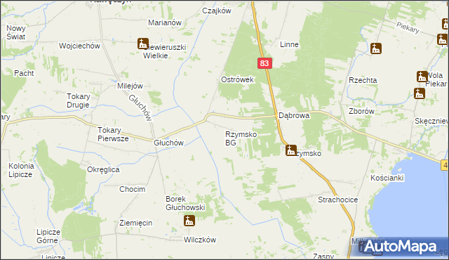 mapa Rzymsko BG, Rzymsko BG na mapie Targeo
