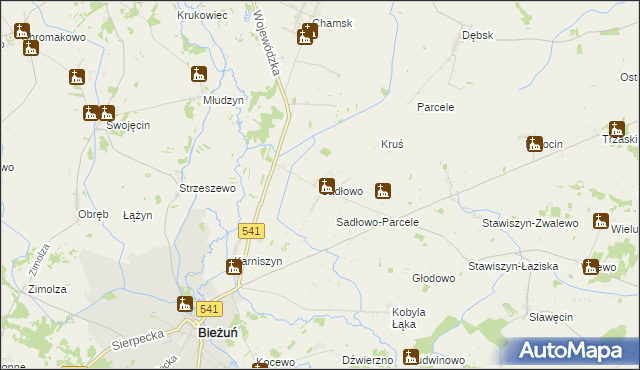 mapa Sadłowo gmina Bieżuń, Sadłowo gmina Bieżuń na mapie Targeo