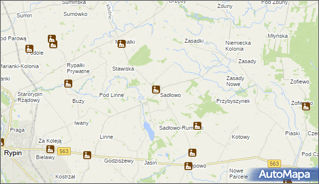 mapa Sadłowo gmina Rypin, Sadłowo gmina Rypin na mapie Targeo