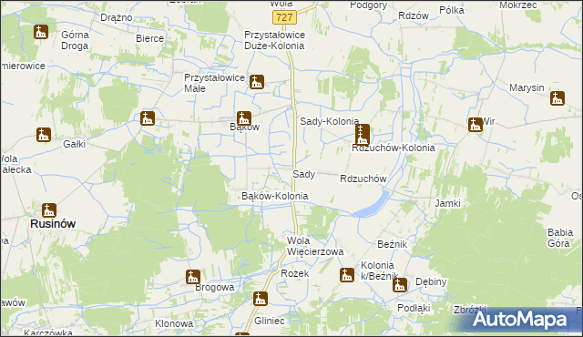 mapa Sady gmina Potworów, Sady gmina Potworów na mapie Targeo