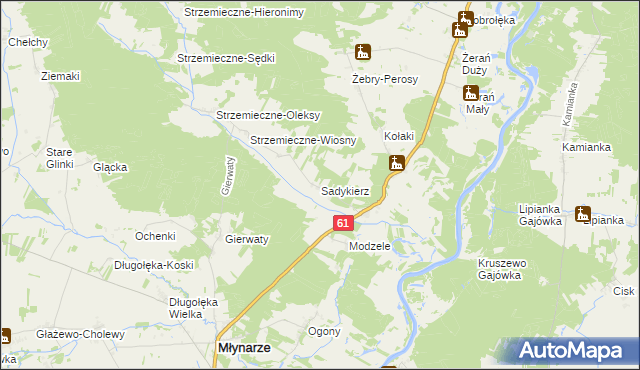 mapa Sadykierz gmina Młynarze, Sadykierz gmina Młynarze na mapie Targeo