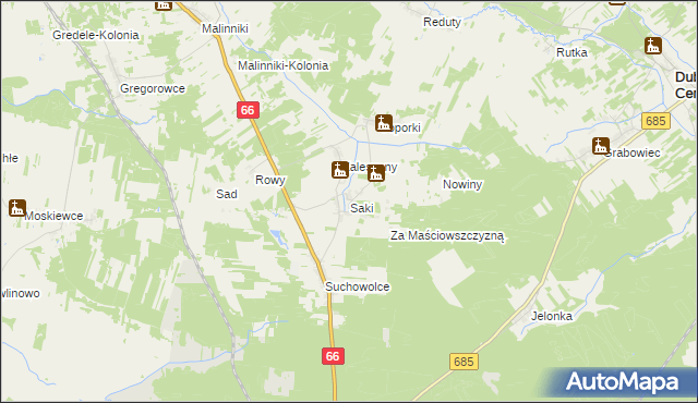 mapa Saki gmina Kleszczele, Saki gmina Kleszczele na mapie Targeo